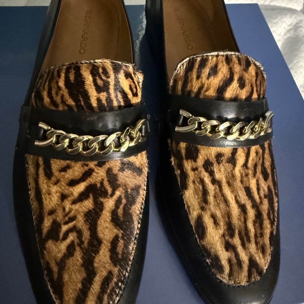 Bernardo ladies Animal Print Loafers with Gold Accent